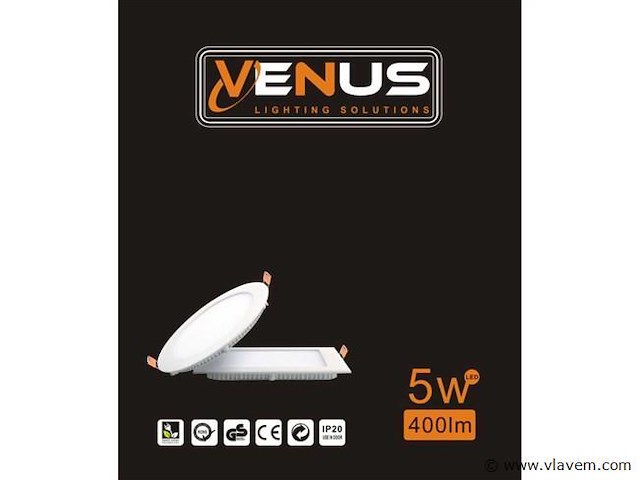 25 x led paneel – rond inbouw – 5w – 6500k koud wit – ip20 - afbeelding 4 van  4