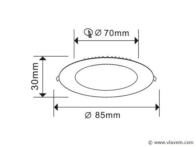 25 x led-paneel – rond inbouw – 5w – 6500k – koud wit - afbeelding 3 van  4