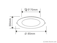 25 x led-paneel – rond inbouw – 5w – 6500k – koud wit - afbeelding 3 van  4