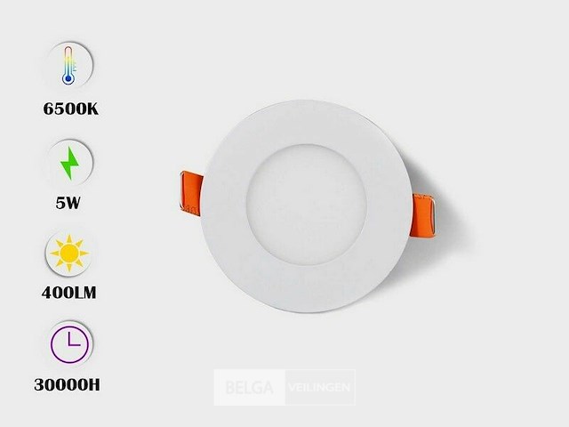25 x led-paneel – rond inbouw – 5w – 6500k – koud wit - afbeelding 2 van  5