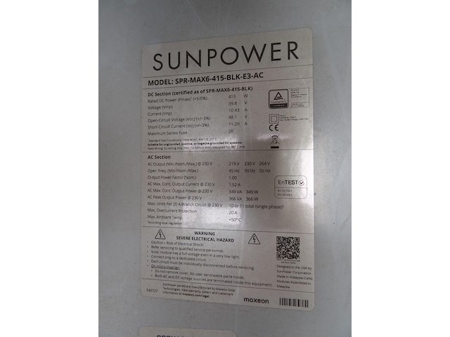 25 x zonnepaneel sunpower max6 415 ac fb (10.375 wp) - afbeelding 5 van  5