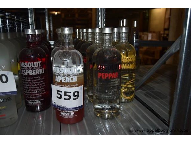 25x fles vodka, absolut, wo. raspberry, apeach, peppar, mango, 1l, 40% alc. - afbeelding 1 van  4