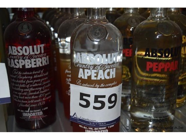 25x fles vodka, absolut, wo. raspberry, apeach, peppar, mango, 1l, 40% alc. - afbeelding 3 van  4