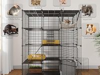 25x grote dierenkooi metaal 4 niveaus metaal zwart - afbeelding 4 van  6