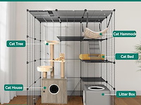 25x grote dierenkooi metaal 4 niveaus metaal zwart - afbeelding 6 van  6