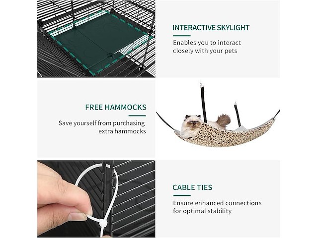 25x grote dierenkooi metaal 4 niveaus metaal zwart - afbeelding 3 van  6