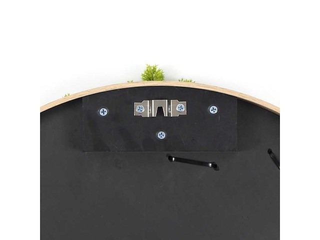 (25x) moscirkel 75 cm kleur smaragdgroen / aluminium frame met hout look wanddecoratie - afbeelding 2 van  5