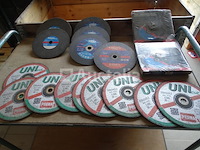 27 metalen afkapschijven 230 mm merk: hilti, metabo, unicut, tyrolit, parkside diameter van alle schijven: 230 mm staat: nieuw