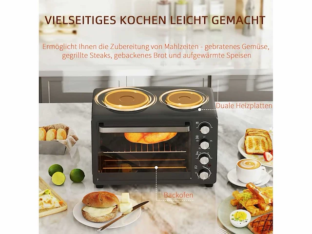 28 l oven - compacte oven - kookplaat - afbeelding 5 van  5
