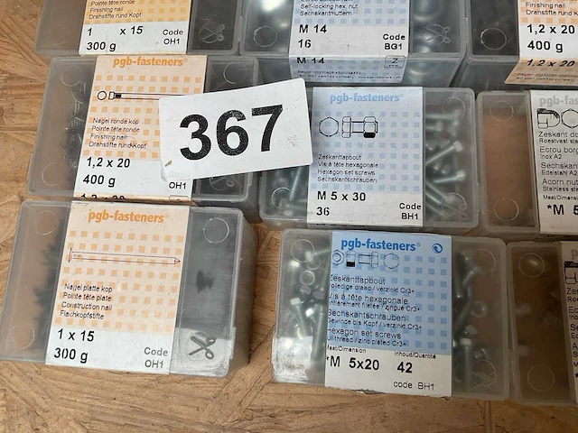 28 x dozen sluitringen; moeren; zeskanttapbouten; nagels platte kop - afbeelding 2 van  6