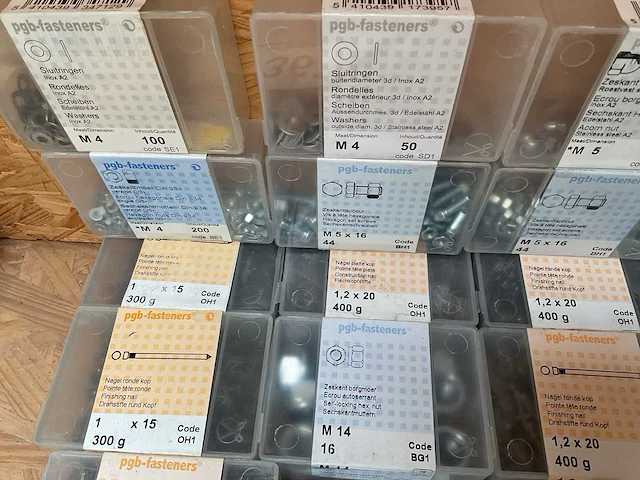 28 x dozen sluitringen; moeren; zeskanttapbouten; nagels platte kop - afbeelding 3 van  6