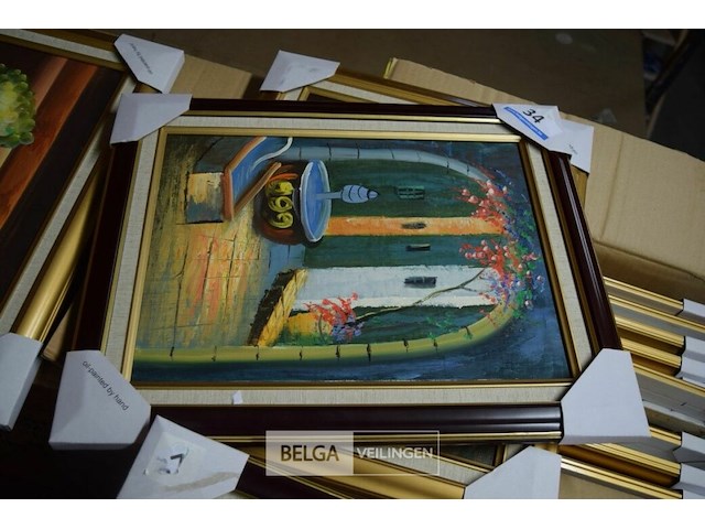 ±29 div schilderijen met houten en goudlook kader - afbeelding 3 van  5