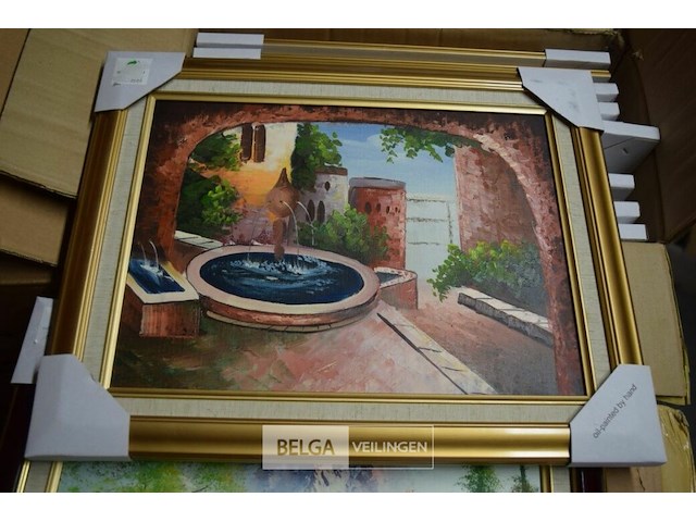 ±29 div schilderijen met houten en goudlook kader - afbeelding 4 van  5