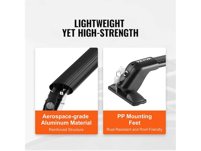 2pc's vergrendelbare dwarsbalken aluminium bagagedragerbelasting 70,3 kg - afbeelding 5 van  6