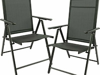 2x aluminium tuinstoel opvouwbaar - zilver/zwart - afbeelding 2 van  3