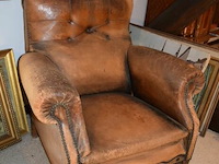 2x antieke lederen clubfauteuils - afbeelding 1 van  6
