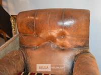 2x antieke lederen clubfauteuils - afbeelding 5 van  6