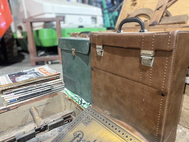 2x antieke lederen valiesjes - afbeelding 2 van  4