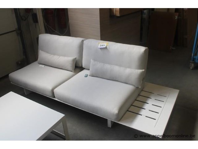 2x arbon rugleuning alu wit | arbon rugleuning alu wit | arbon rugleuning alu wit | 2x arbon onderstel tweezit 225x90cm inclusief zijtafel alu wit - afbeelding 1 van  2