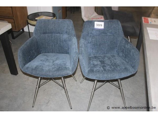 2x armstoel blauw velours life-style - afbeelding 1 van  1