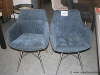2x armstoel blauw velours life-style - afbeelding 1 van  1