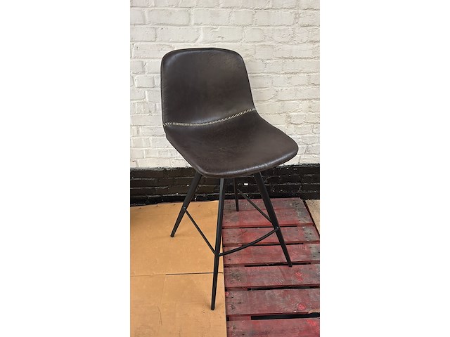 2x barstoel antraciet lederlook gesloten leuning - afbeelding 1 van  1