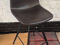 2x barstoel antraciet lederlook gesloten leuning - afbeelding 1 van  1