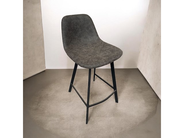 2x barstoel antraciet lederlook - afbeelding 1 van  1