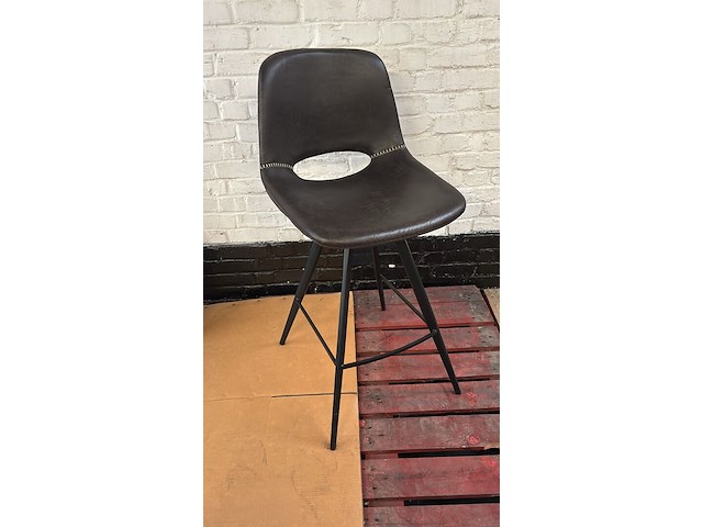 2x barstoel antraciet lederlook - afbeelding 1 van  1
