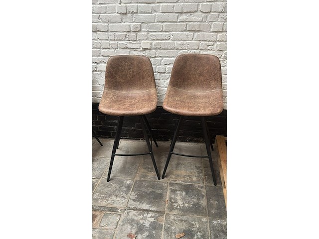 2x barstoel bruin lederlook - afbeelding 1 van  1