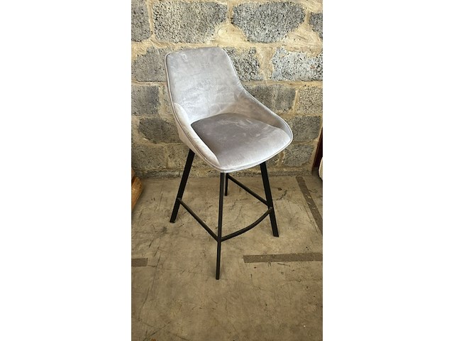 2x barstoel grijs velvet - afbeelding 1 van  1