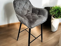 2x barstoel velvet grijs zithoogte 76 - afbeelding 1 van  1