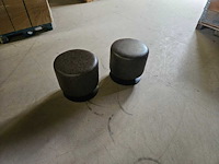2x bruin simili leder poef 40cm ø - afbeelding 1 van  2
