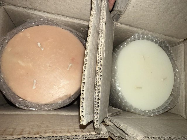 2x cosy candle xl lichtroze/wit - afbeelding 1 van  1