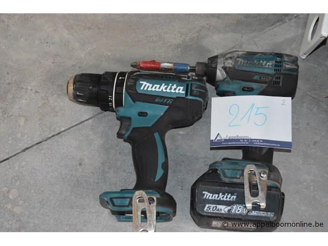 2x diverse accugereedschap, makita, 18v, met accu, werking niet gekend - afbeelding 1 van  1