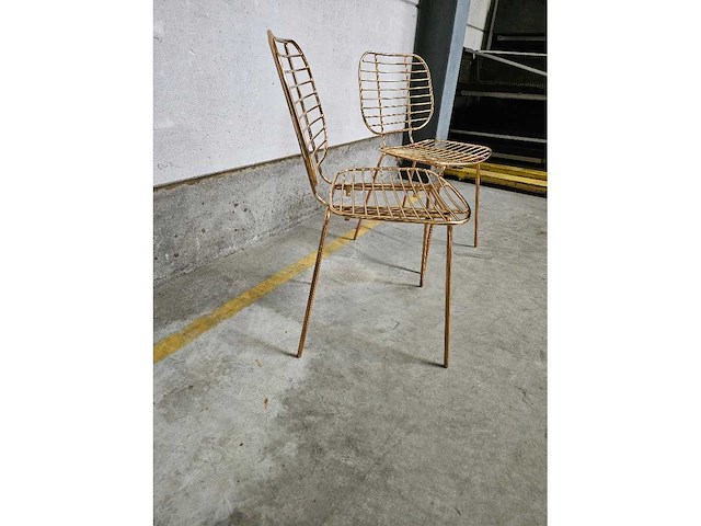 2x draadstoel metaal goud - afbeelding 2 van  4