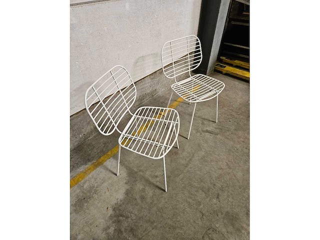 2x draadstoel metaal wit - afbeelding 2 van  5