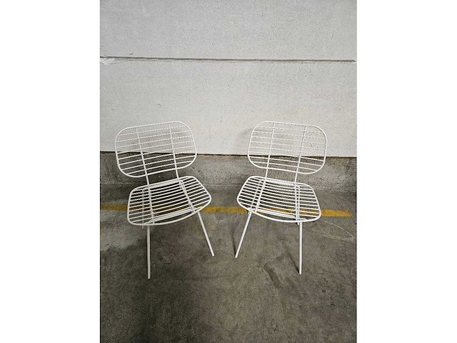 2x draadstoel metaal wit - afbeelding 1 van  5