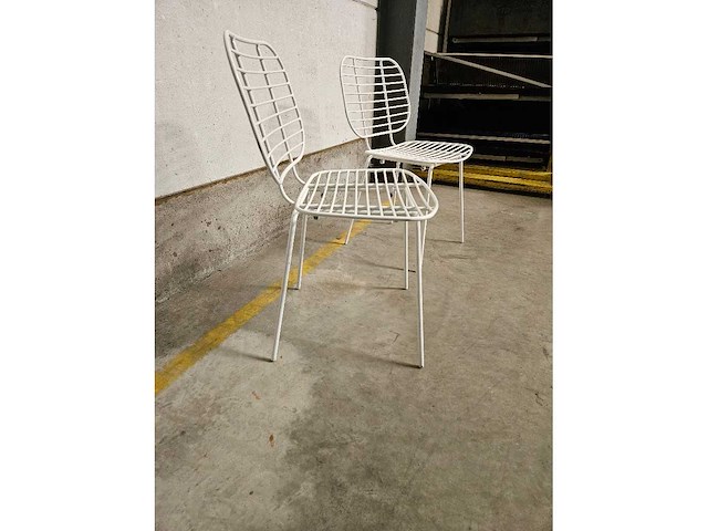 2x draadstoel metaal wit - afbeelding 3 van  5