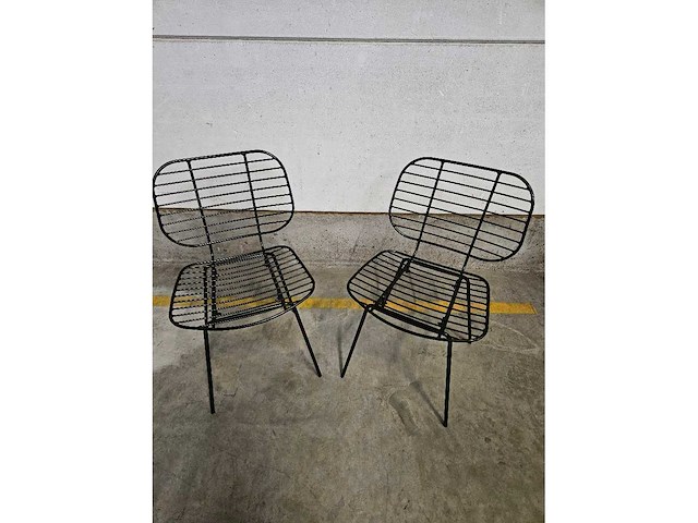 2x draadstoel metaal zwart - afbeelding 1 van  6
