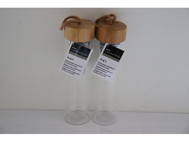 2x dubbelwandige glazen fles: 0,4l migros - afbeelding 1 van  4