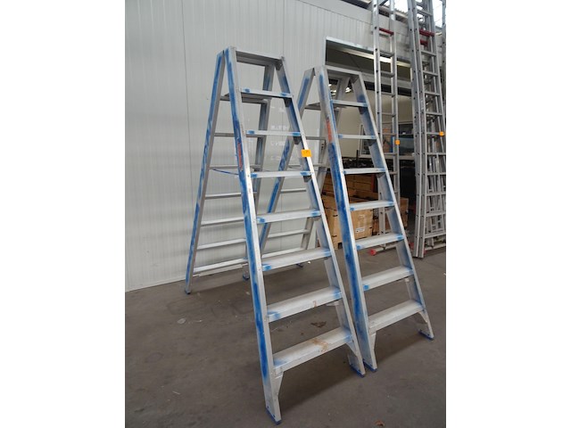 2x dubbelzijdige alu trapladder solide - afbeelding 2 van  2