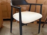 2x eetkamerstoel ash wood zwart met beige kussen - afbeelding 2 van  2