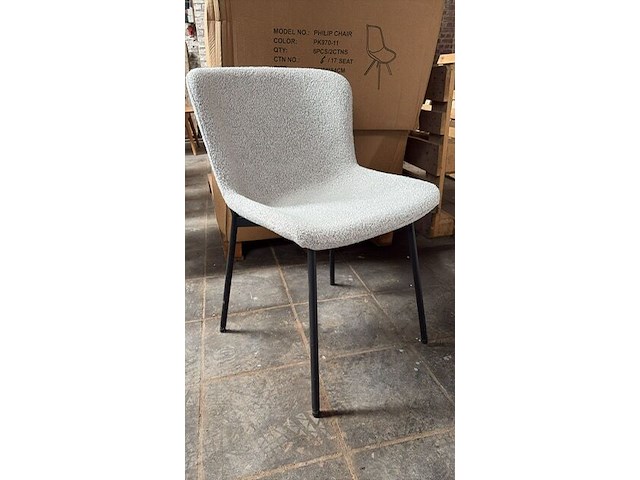 2x eetkamerstoel beige bouclé - afbeelding 1 van  2