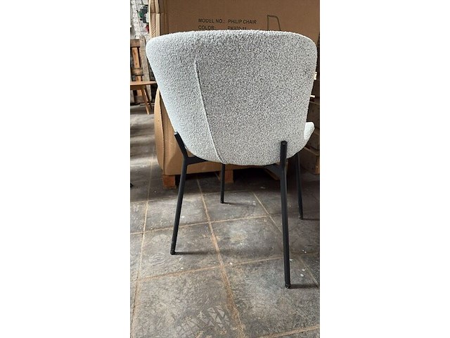 2x eetkamerstoel beige bouclé - afbeelding 2 van  2