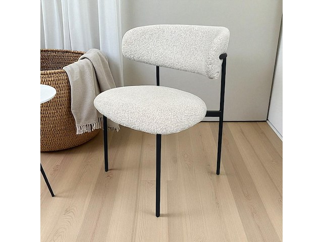 2x eetkamerstoel bouclé beige - afbeelding 1 van  3