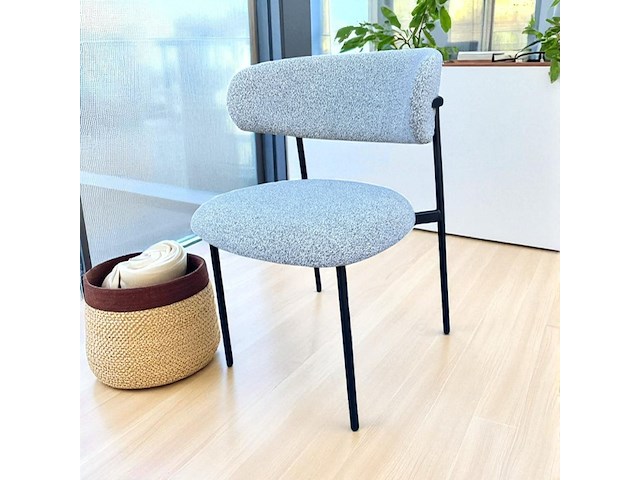 2x eetkamerstoel bouclé grijs - afbeelding 1 van  3