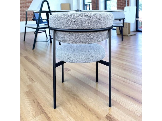 2x eetkamerstoel bouclé grijs - afbeelding 2 van  3