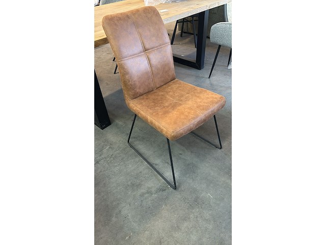 2x eetkamerstoel cognac microfiber - afbeelding 1 van  1