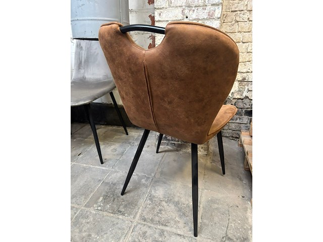 2x eetkamerstoel cognac microfiber - afbeelding 1 van  2